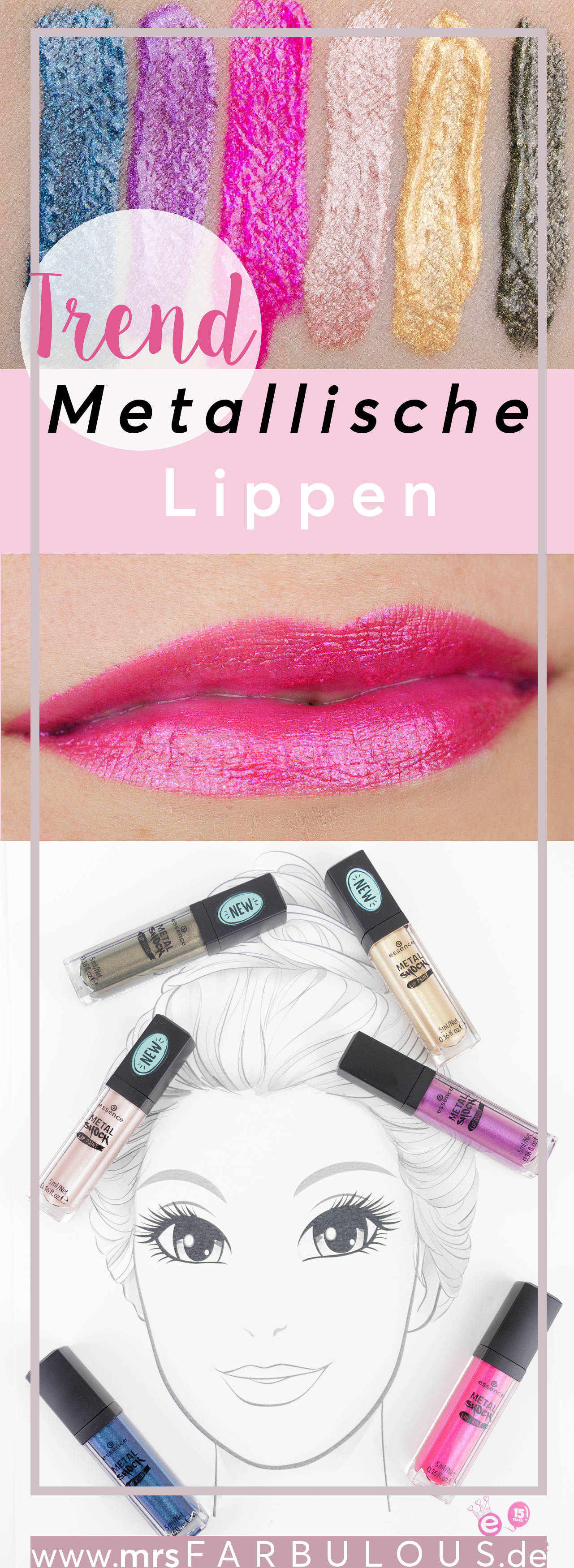 essence metal shock lip paint Tragebilder metallischer Lippenstift aus der Drogerie Liquid Lipstick